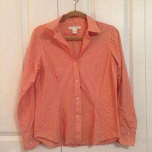 Marshall Fields Orange Gingham Check Long Sleeve Button Front Top Size 6